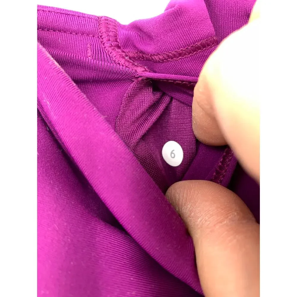 Lululemon Tight Active Leggings Women's Size 6 Side Pockets Fuschia Ruched Waist